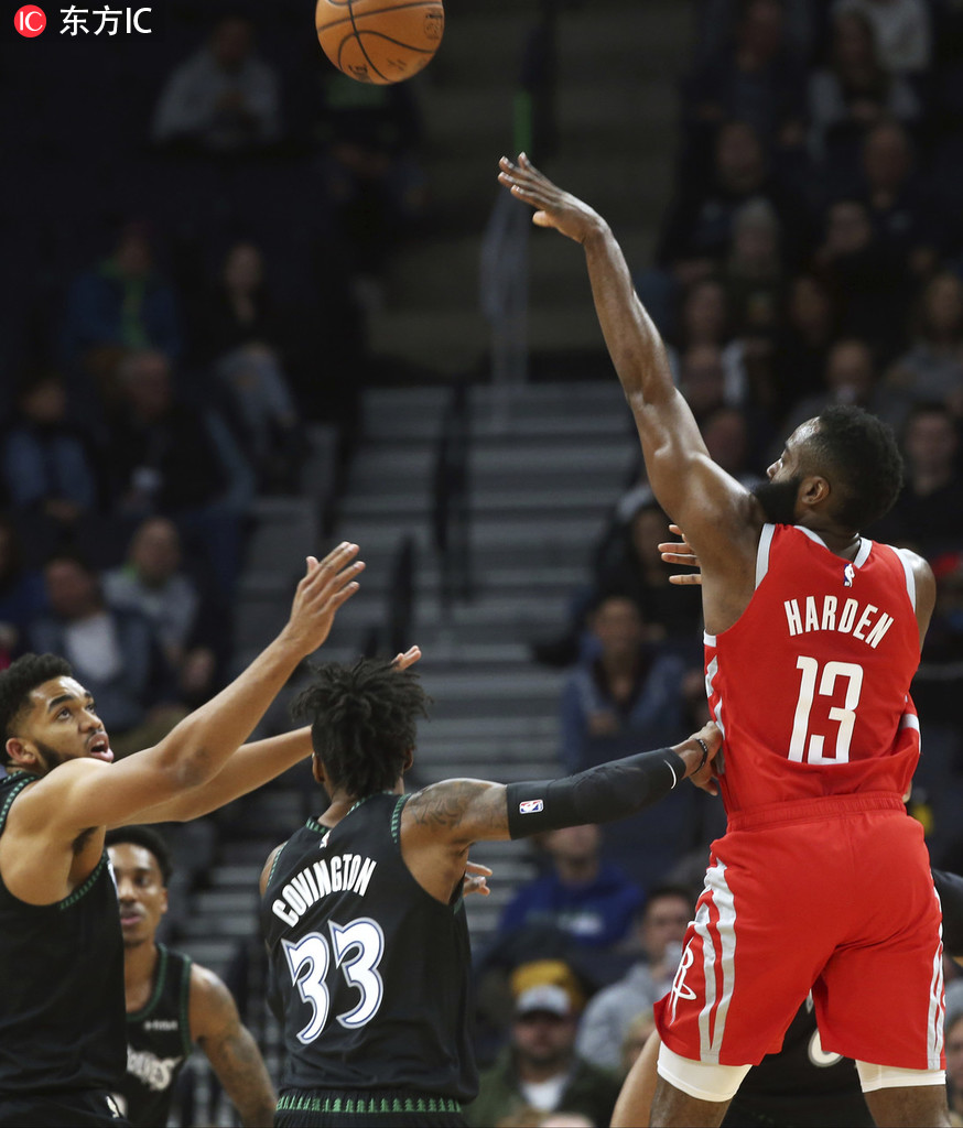 杏彩体育app-火箭主场擒下森林狼，哈登30分独中两元